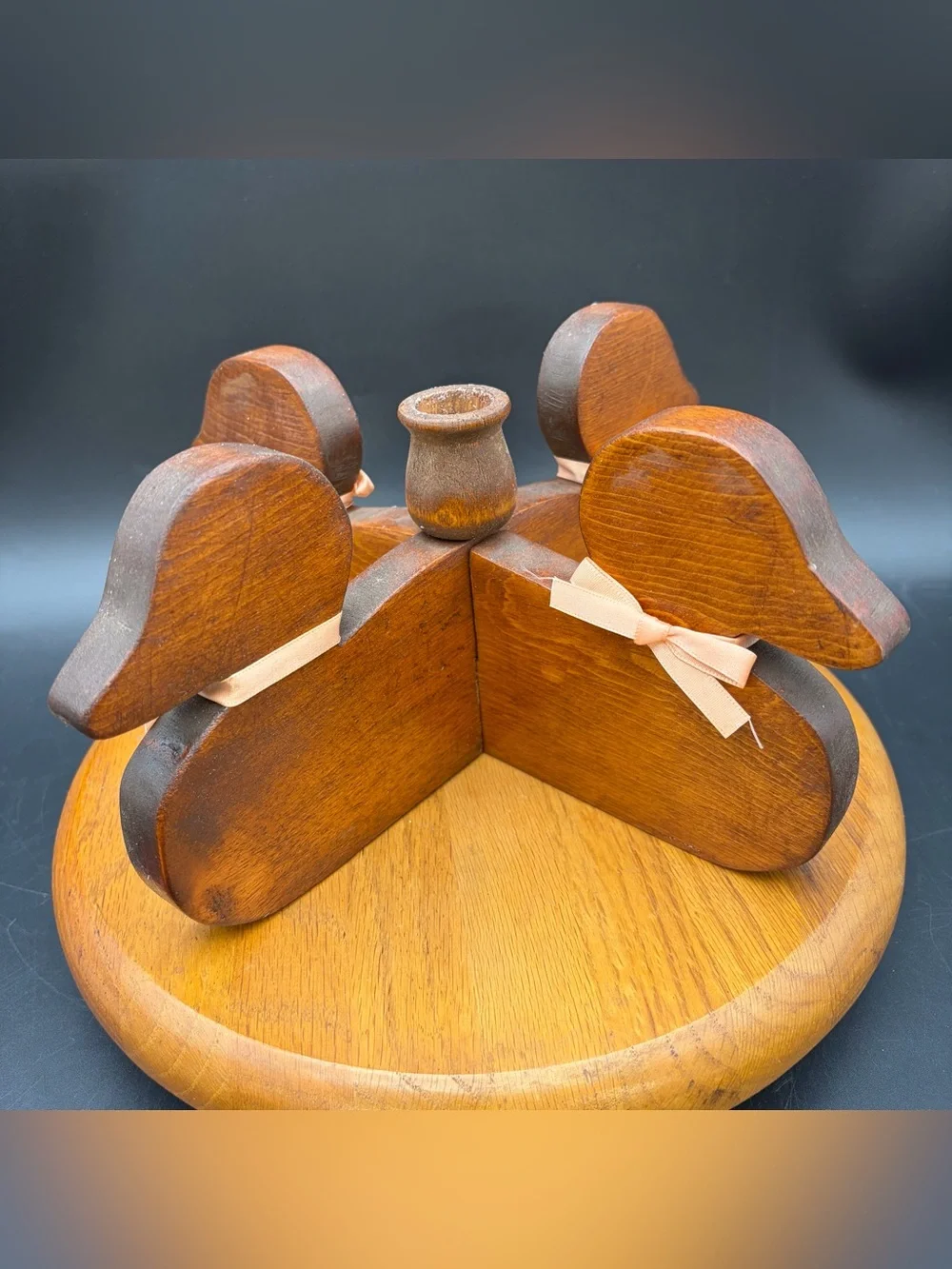 Vintage Wooden Duck Goose Farmhouse Candle Stick Holder Décor Ribbon Cottagecore
